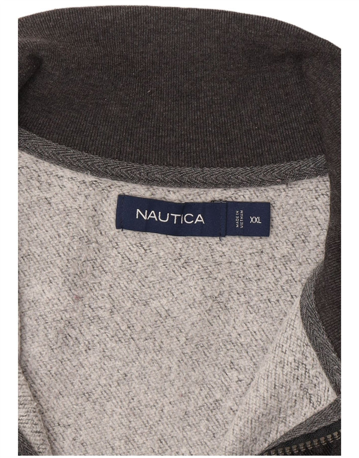 Pulover pentru bărbați Nautica, cu fermoar, cu gât, 2XL, gri