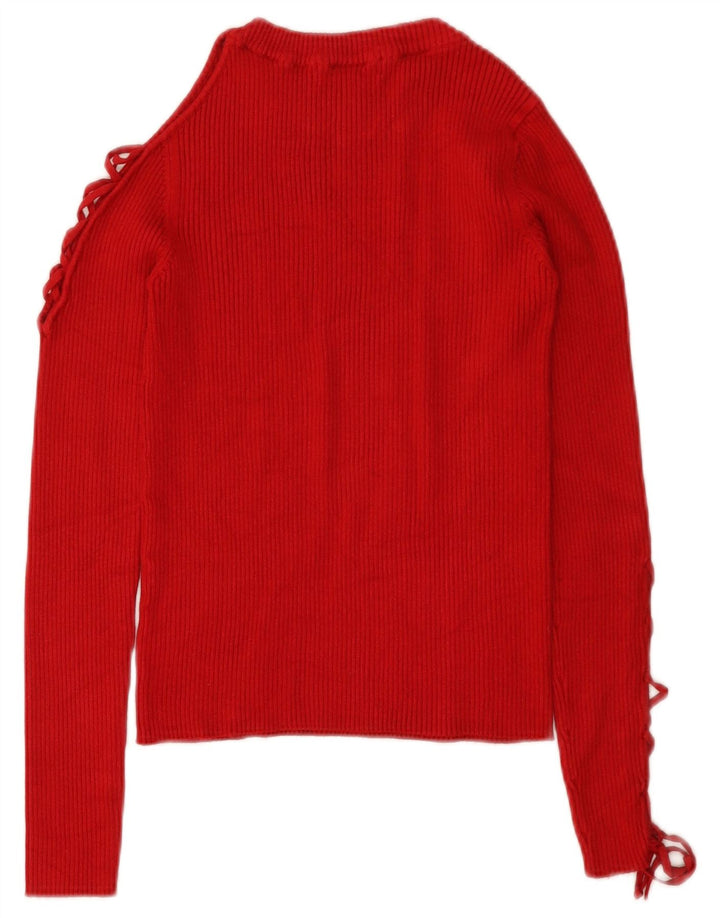 Pulover pentru femeie cu gât de barcă Zara UK 12 Medium Red