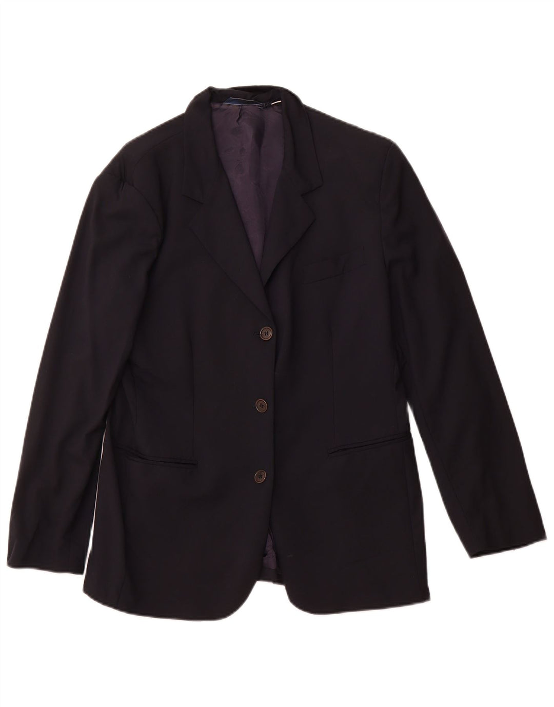 Jachetă pentru femei VINTAGE cu 3 nasturi IT 46 Lână mare albastru bleumarin