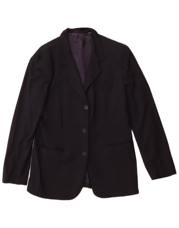 Jachetă pentru femei VINTAGE cu 3 nasturi IT 46 Lână mare albastru bleumarin