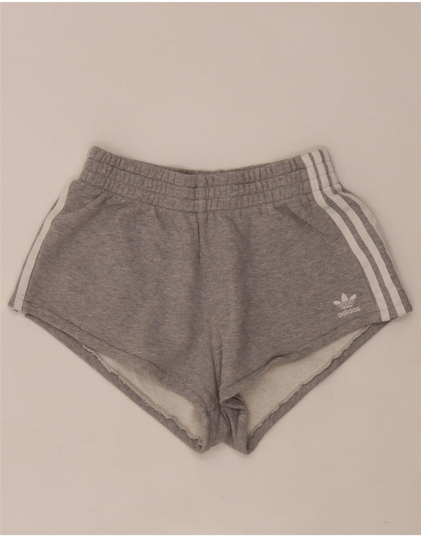 Pantaloni scurți sport Adidas pentru femei UK 8 Small Gri Bumbac