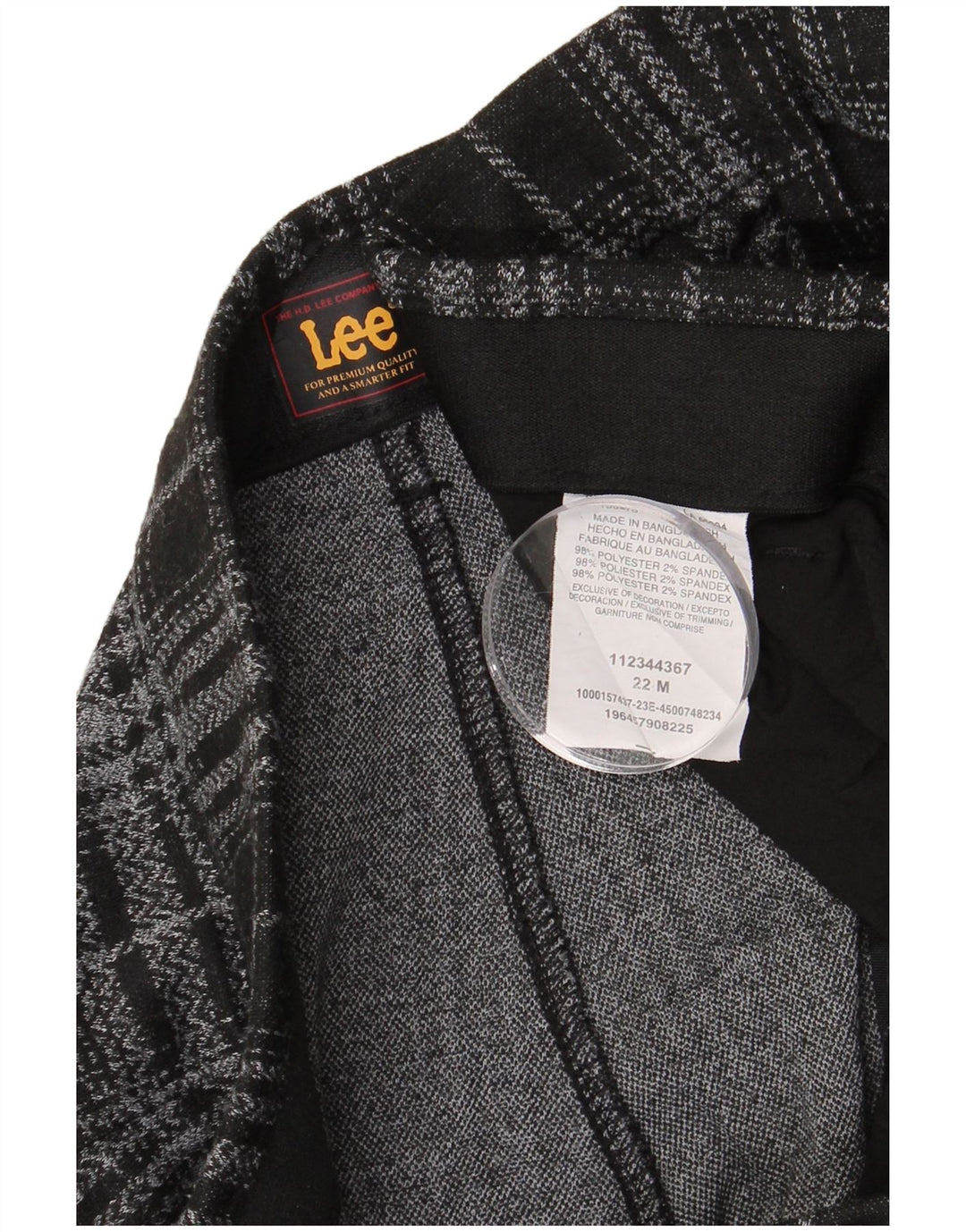 Pantaloni chino drepți LEE pentru femei US 22 3XL W42 L30 Poliester cu check negru