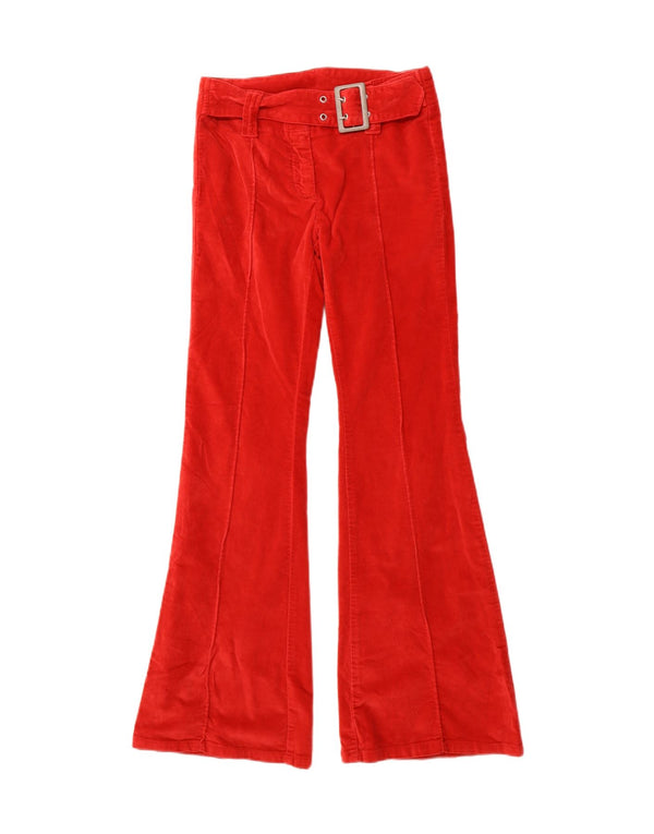 BENETTON Girls Flare Casual Trousers 9-10 Years Large W24 L28 Red Cotton