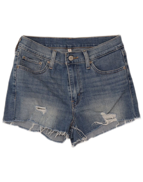 Pantaloni scurți Levi's din denim distressed W27 Small Blue Bumbac