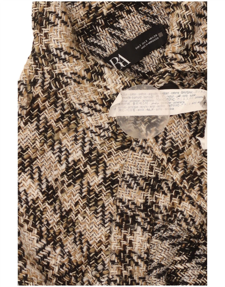Jachetă Bomber Crop pentru Damă ZARA UK 10 Small Beige Check Bumbac