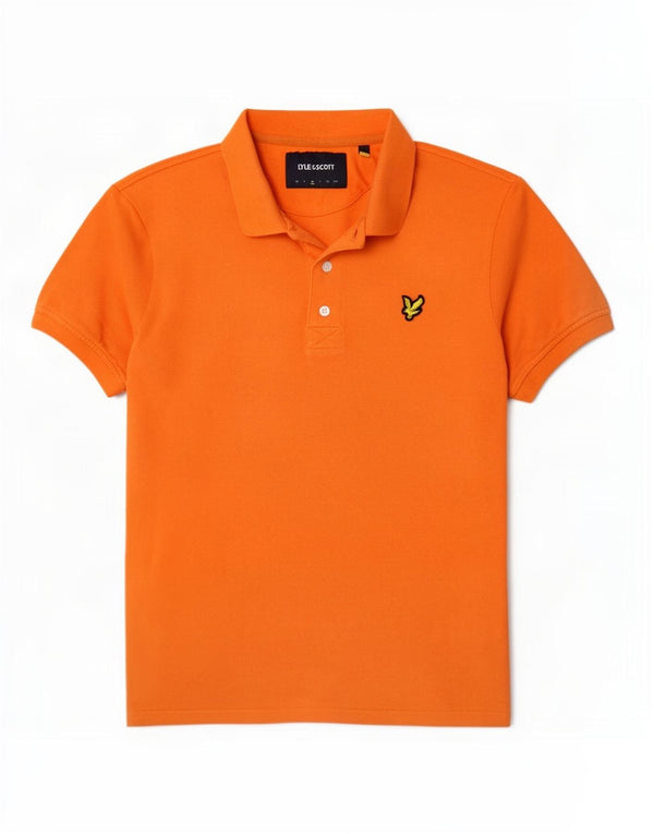 Tricou polo Lyle & Scott pentru bărbați, bumbac portocaliu mediu