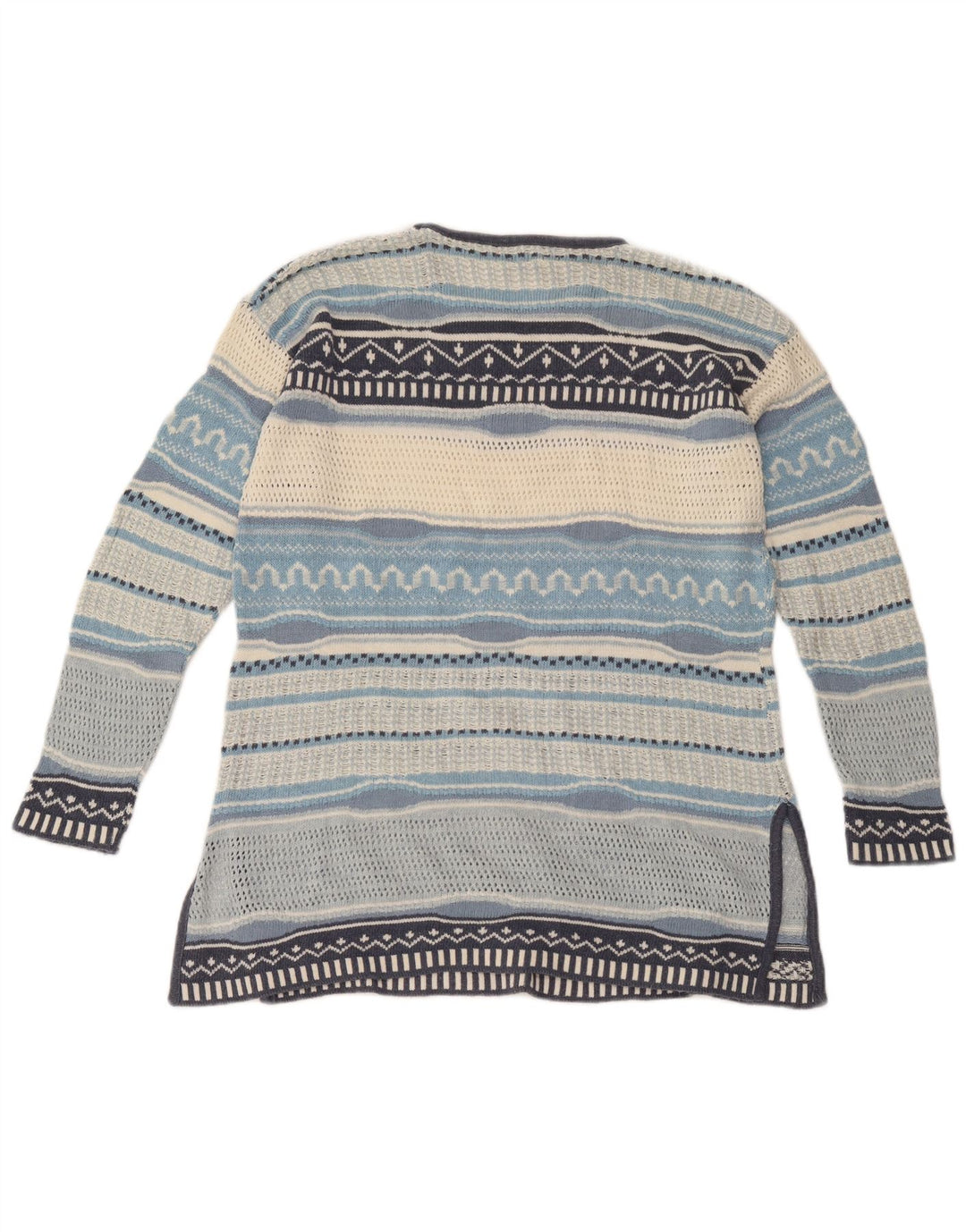 Pulover vintage pentru femei cu gât de barcă UK 12 Medium, multicolor, cu dungi