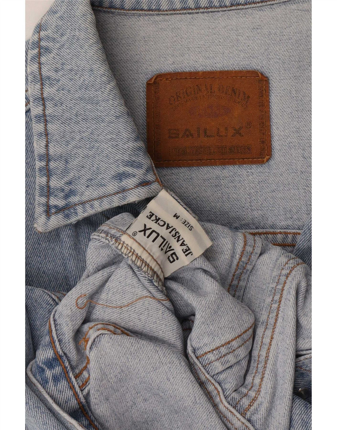 Jachetă de denim crop vintage pentru femei UK 14, bumbac albastru mediu