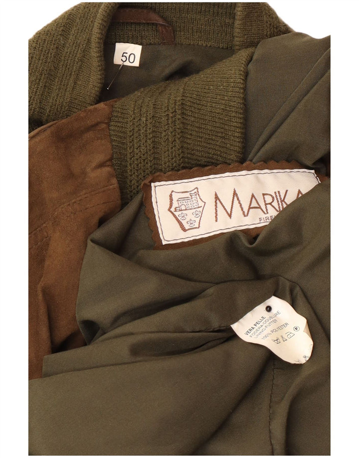 Bomber vintage pentru bărbați din piele intoarsa IT 50 mare, maro, din piele
