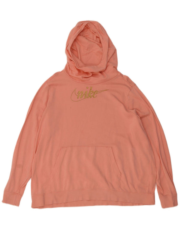 Pulover supradimensionat cu glugă Nike pentru femei, UK 18 XL, bumbac roz