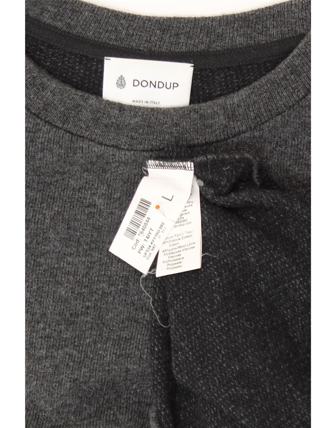 DONDUP Mens Crew Neck Jumper Sweater Large Grey Cotton