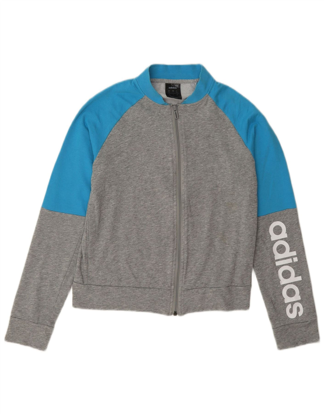 Jachetă de top pentru trening grafic Adidas pentru femei UK 8/10, gri mic, color block