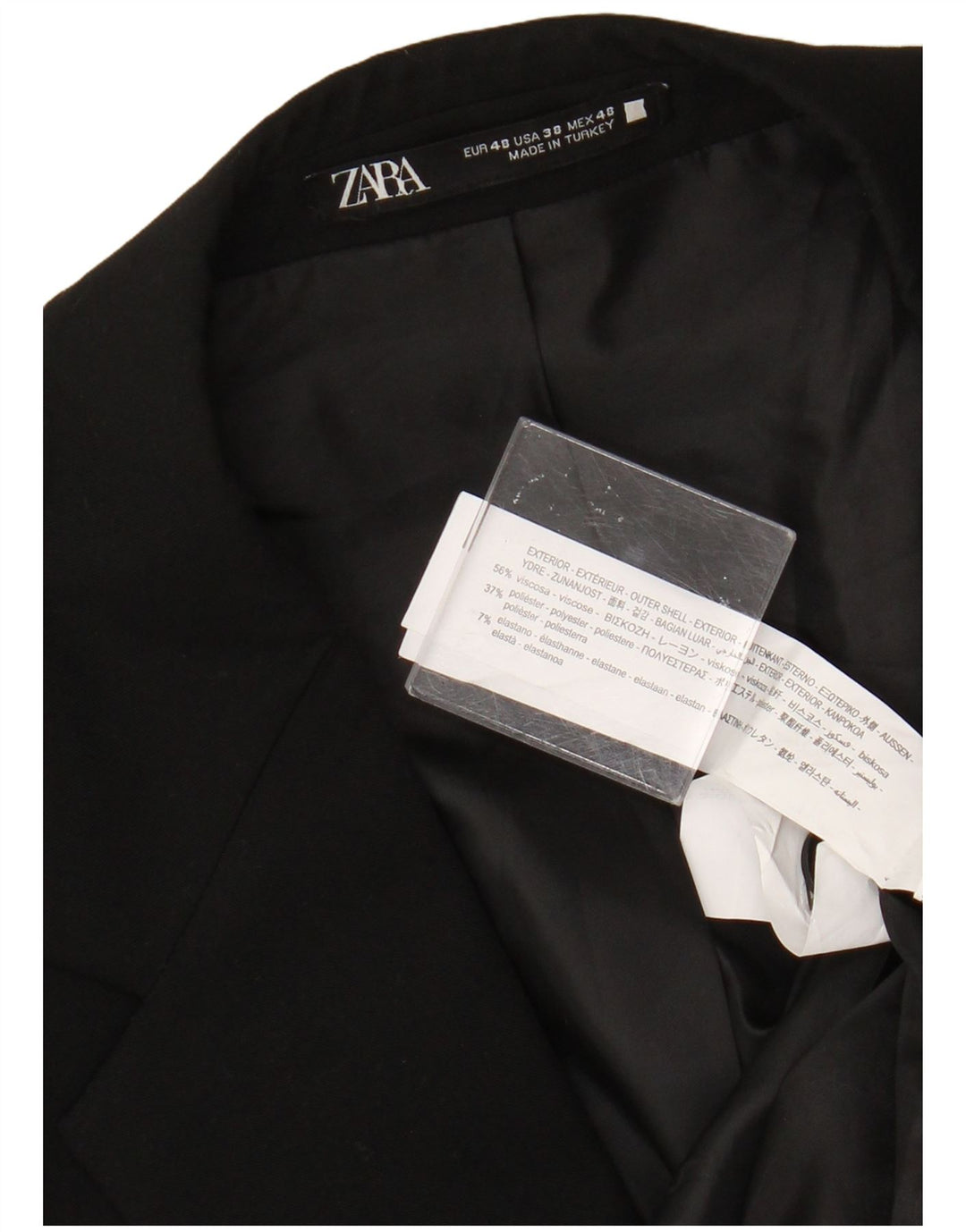 Jachetă pentru bărbați Zara cu 2 nasturi EU 48 Viscoză Neagră Medie