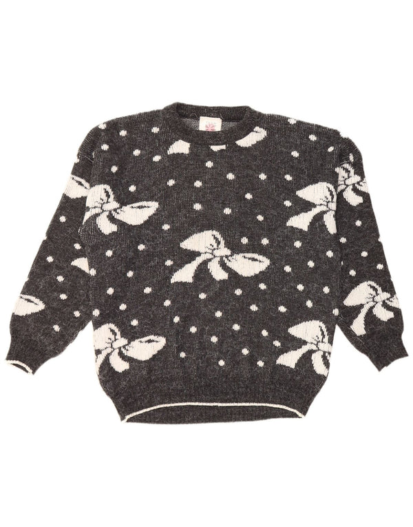 Pulover VINTAGE pentru femei cu decolteu rotund UK 16 mare, acrilic cu pete gri