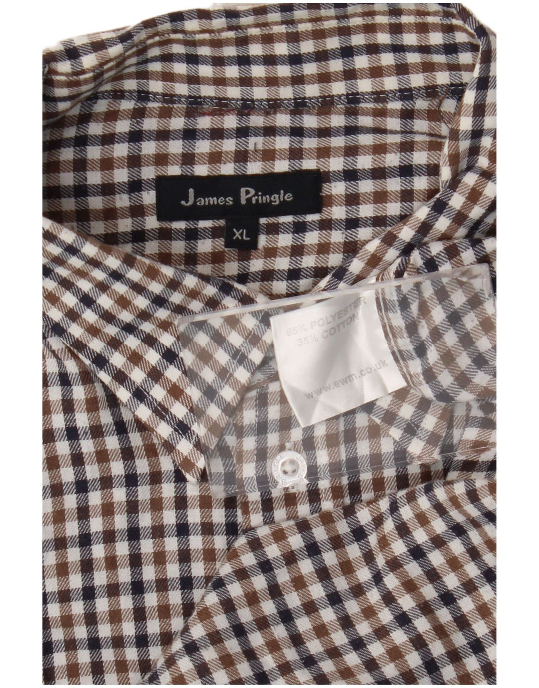 Cămașă pentru bărbați James Pringle XL, poliester cu carouri maro