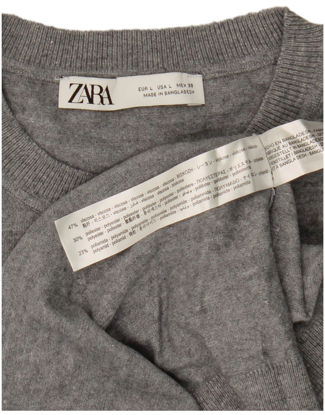 Pulover pentru femei supradimensionat cu gâtul turnat Zara UK 16, mare, gri cu pete