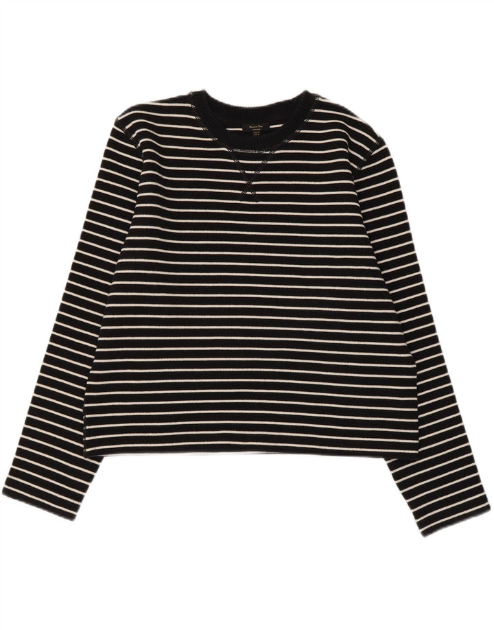 Top pentru femei Massimo Dutti cu mânecă lungă UK 14, bumbac cu dungi negre medii