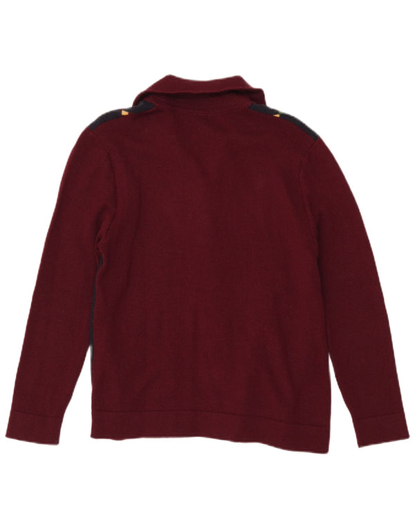 Pulover Cardigan Vintage pentru femei UK 12 Medium Burgundy Argyle/Diamond