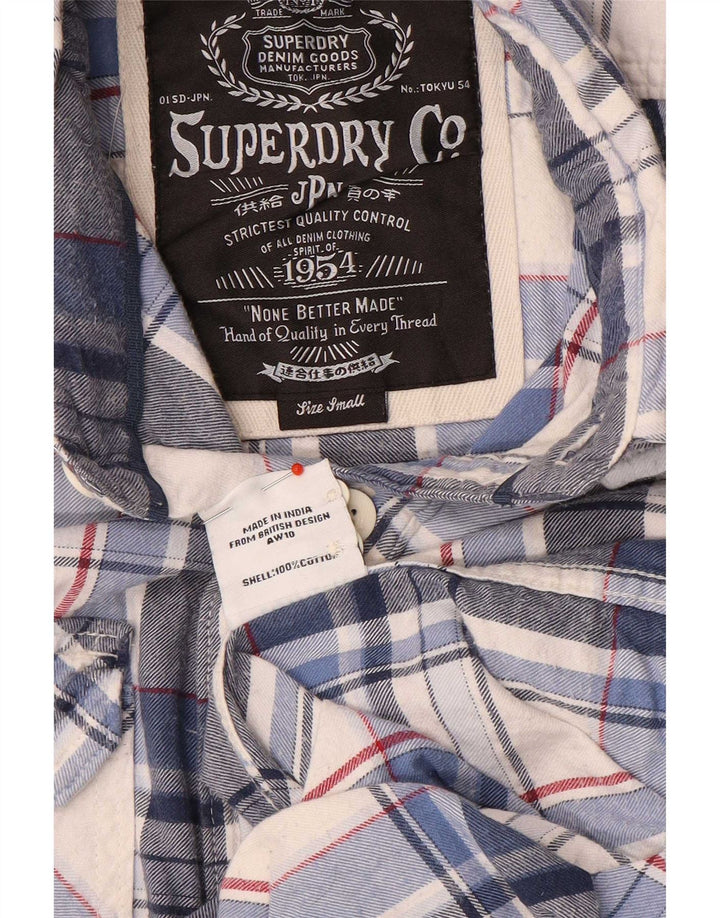 Cămașă de flanel pentru bărbați Superdry, bumbac carouri albastru mic