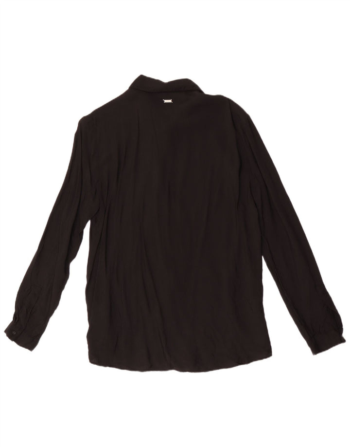Bluză cămașă pentru femei Armani Exchange UK 14, mare, neagră, viscoză
