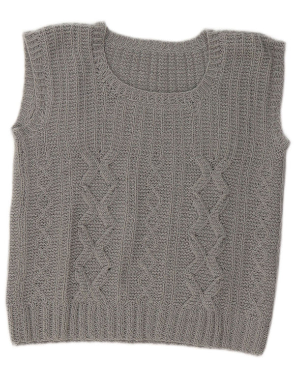 Vintage Womens Vest Tank Top UK 14 Medium Gri