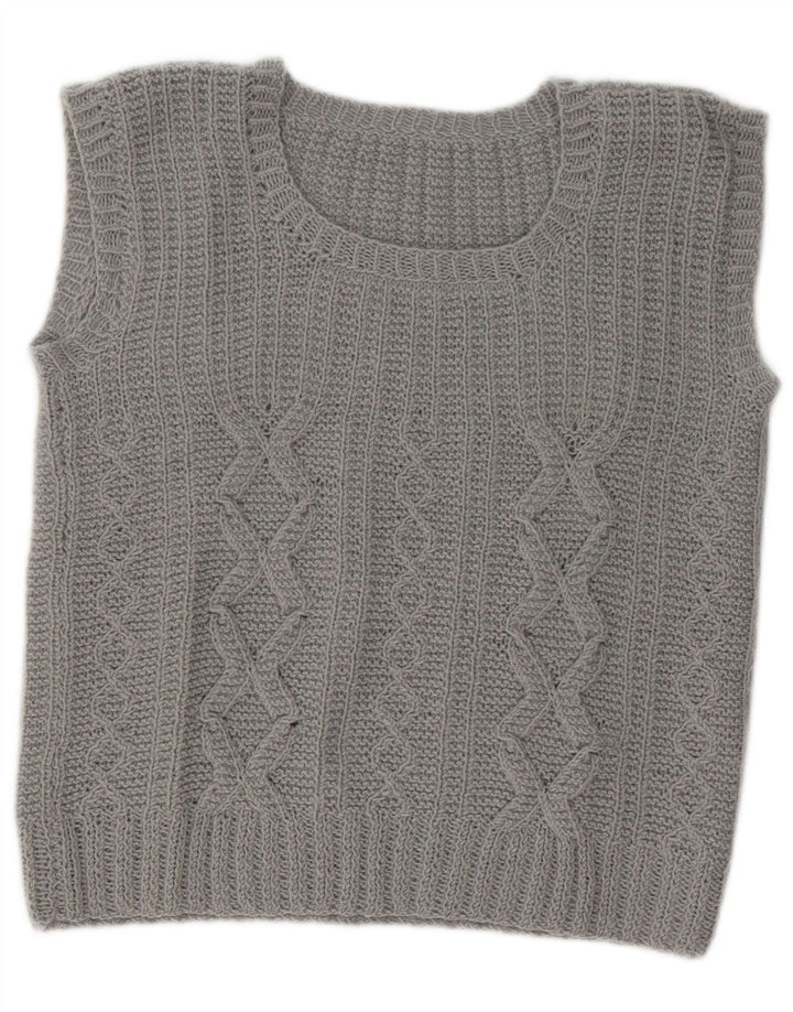 Vintage Womens Vest Tank Top UK 14 Medium Gri