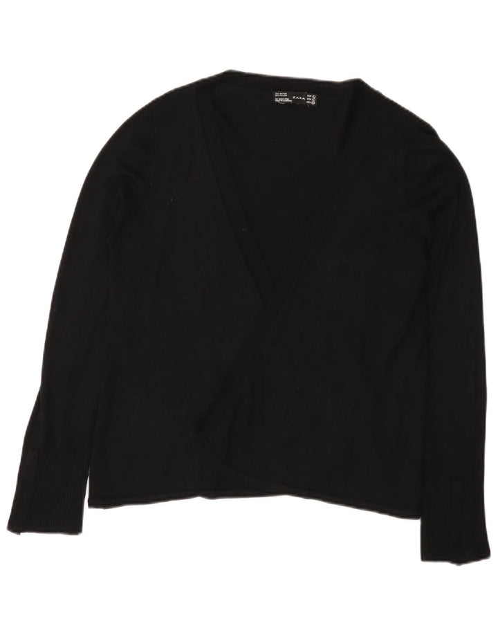 Pulover cardigan deschis pentru femei Zara UK 14, mare, negru, raion