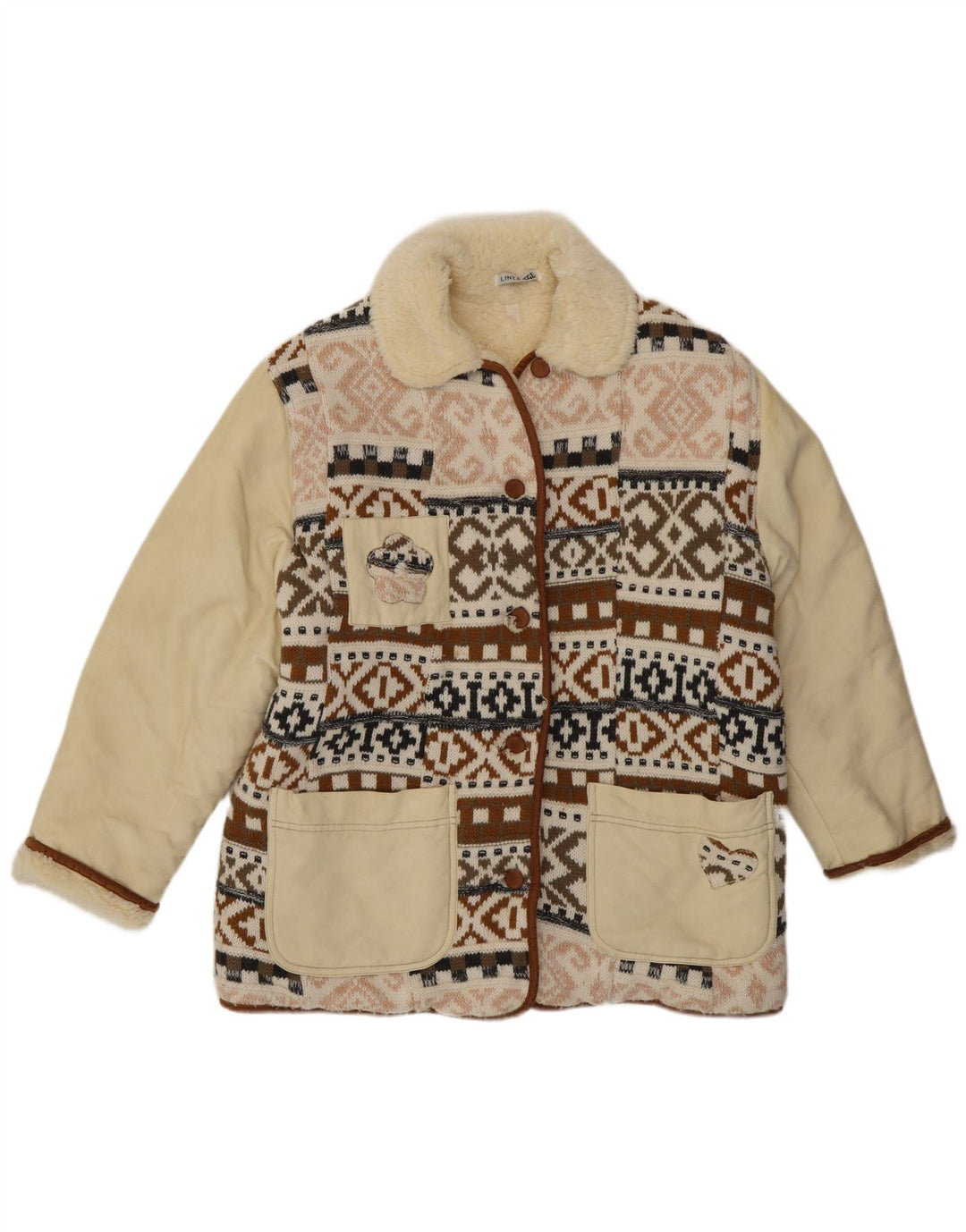 Jachetă vintage pentru femei cu model Sherpa EU 40 Medium Multicolore Fair Isle