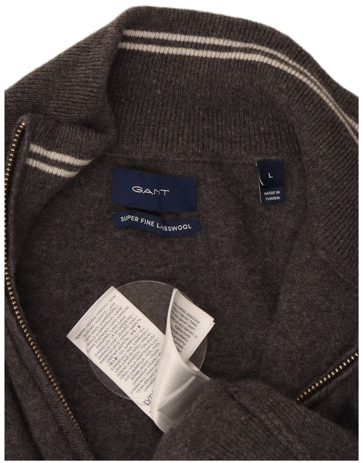 Pulover cardigan pentru bărbați Gant, lână mare, gri