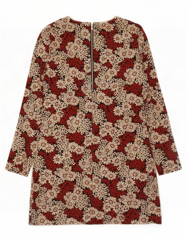 Rochie teacă cu mânecă lungă pentru femei Zara UK 12 Poliester Floral Roșu Mediu
