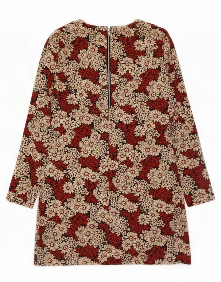 Rochie teacă cu mânecă lungă pentru femei Zara UK 12 Poliester Floral Roșu Mediu