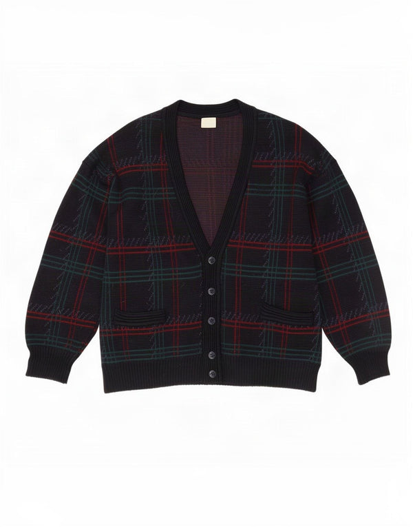 Cardigan Vintage pentru bărbați, cu carouri mari, bleumarin