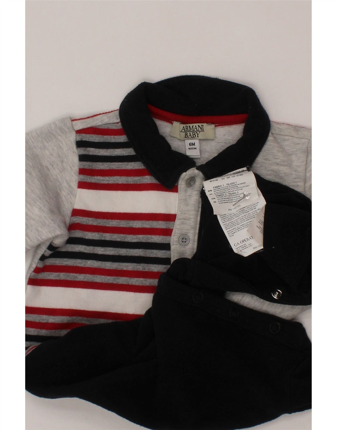 ARMANI BABY Salopetă cu mânecă lungă pentru bebeluși 3-6 luni, negru, bloc de culoare