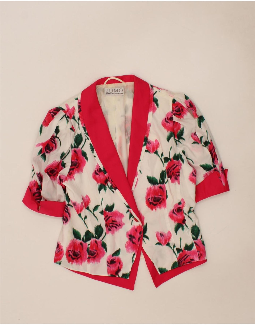 VINTAGE Womens 1 Button Short Sleeve Blazer Jacket EU 40 Medium White Vintage Vintage and Second-Hand Vintage from Messina Hembry 