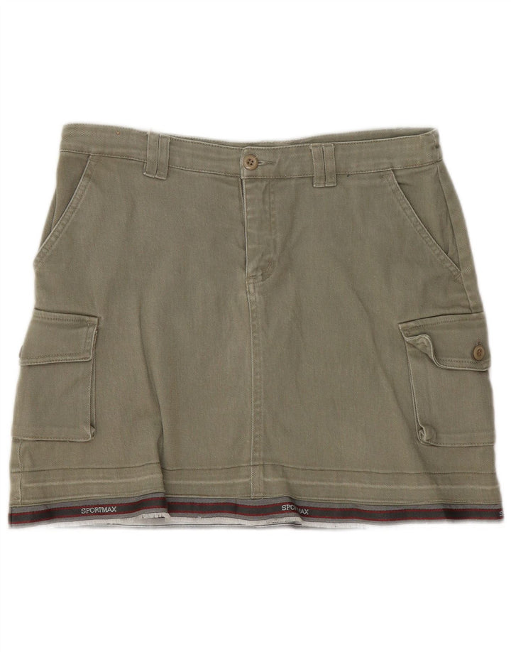 Fusta mini cargo vintage pentru femei IT 44 Medium W30 Bumbac cu dungi kaki