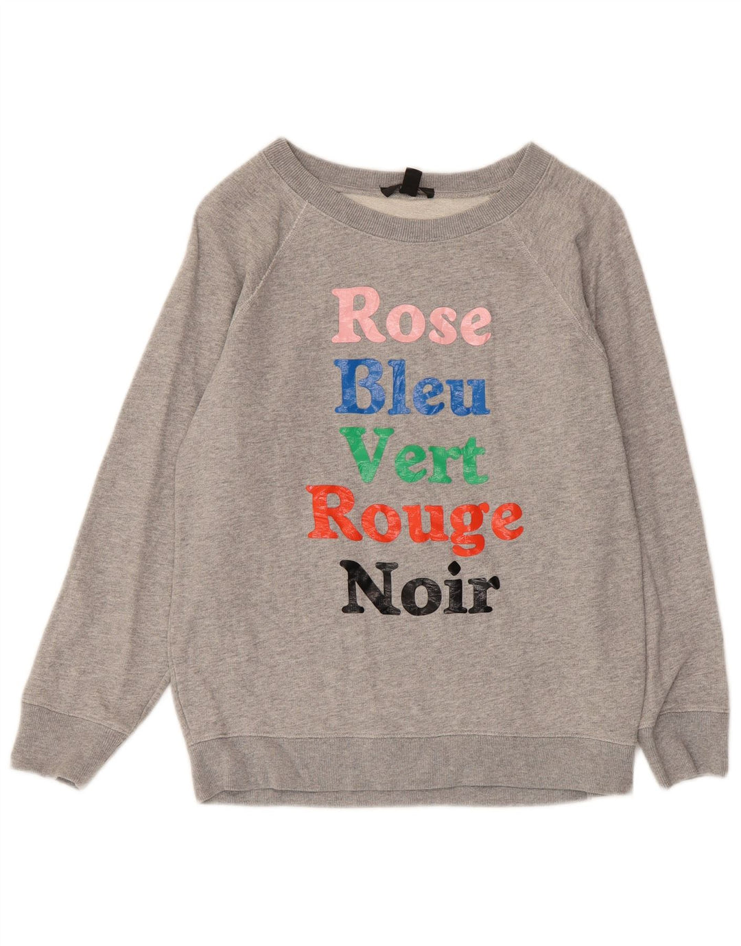 J. CREW Pulover cu grafic pentru femei UK 10 Bumbac gri mic