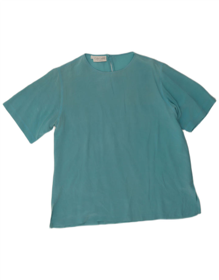 Gabri elle La Camicia Bluză Femei Top UK 16 Mare Albastru Mătase