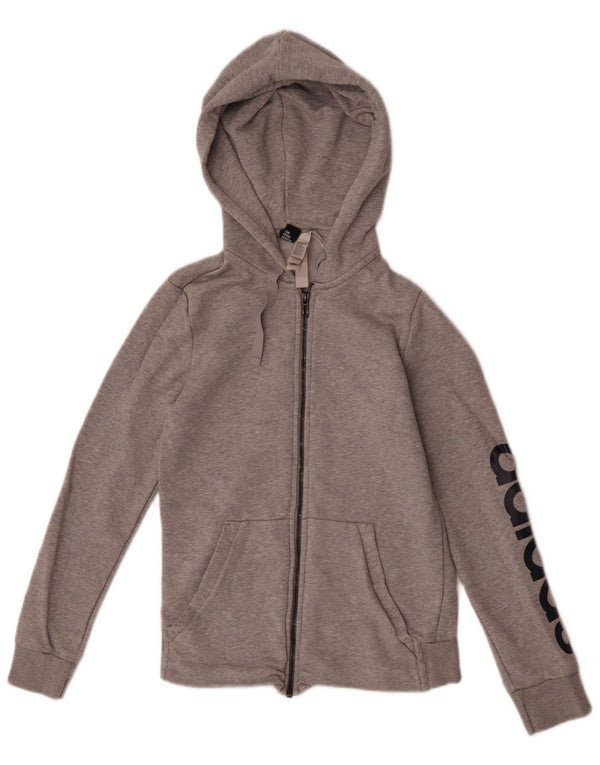 Adidas Womens Graphic Zip Hoodie Sweater UK 8/10 Small Grey Cotton