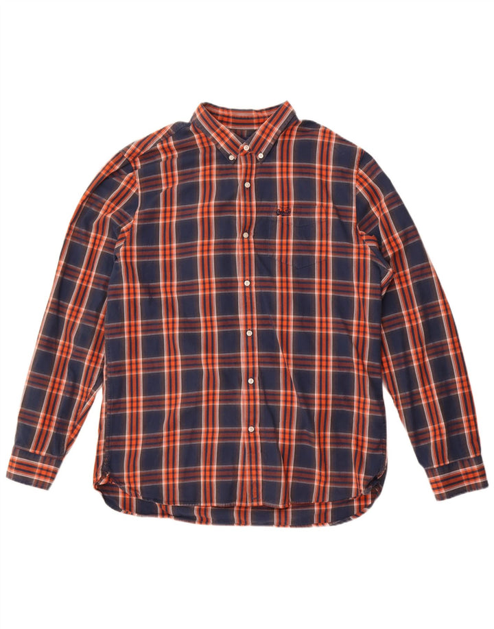 Cămașă de flanel pentru bărbați Superdry 2XL, bumbac cu carouri bleumarin