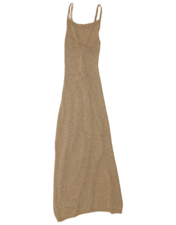 Rochie vintage pentru femei fără mâneci cu pulover UK 4 XS Bej pete