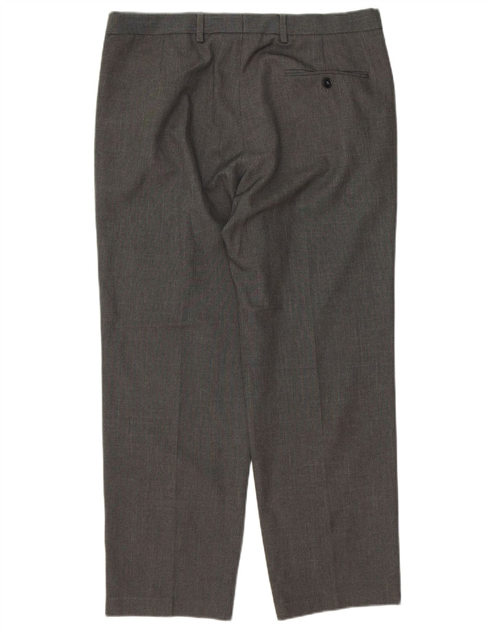 Pantaloni de costum pentru bărbați Marks & Spencer, cu ajustare normală, L34 L29, poliester gri