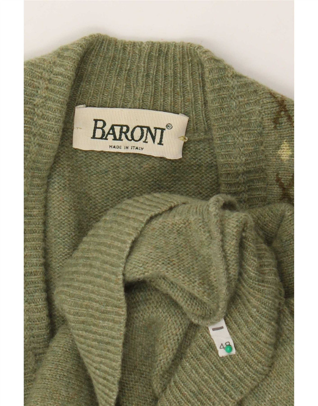 Pulover cardigan pentru bărbați Baroni IT 48 Medium Green Argyle/Diamond