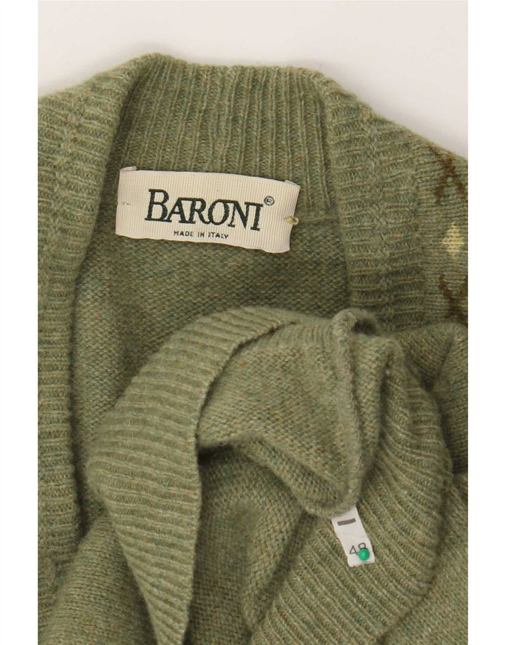 Pulover cardigan pentru bărbați Baroni IT 48 Medium Green Argyle/Diamond