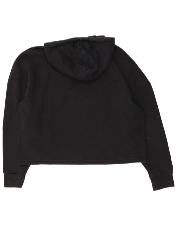 Puma Womens Oversized Crop Graphic Hoodie Jumper UK 6 XS Black