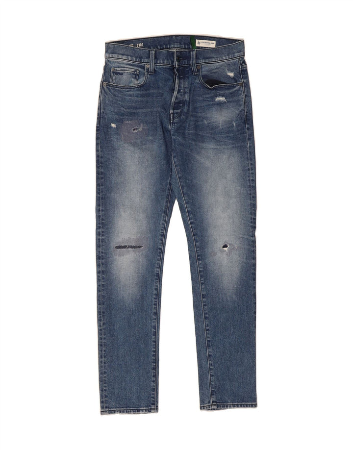 G-STAR Mens 3301 Distressed Slim Jeans W30 L32 Blue Cotton Vintage G-Star and Second-Hand G-Star from Messina Hembry 