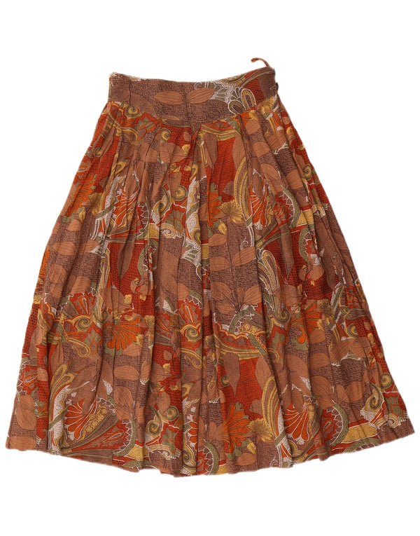 Fusta evazată plisată pentru femei Vintage W24 XS Maro Floral