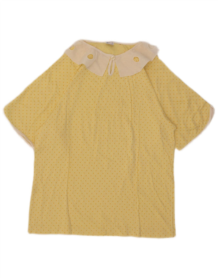 Bluză Vintage pentru femei Top US 4 Bumbac cu pete galbene mici