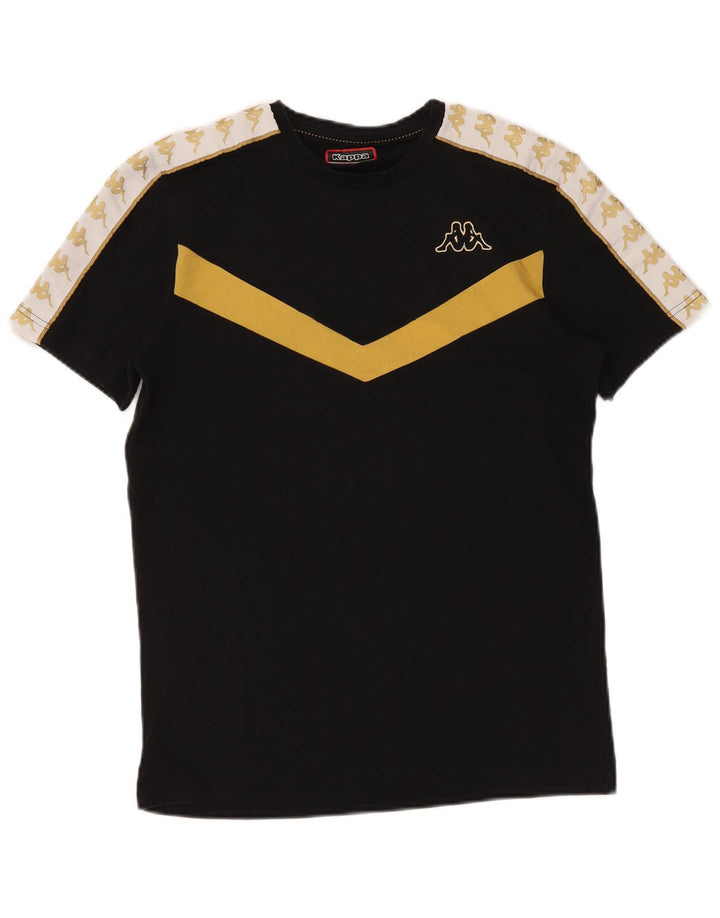 Tricou grafic KAPPA pentru bărbați Top mediu negru din bumbac color bloc