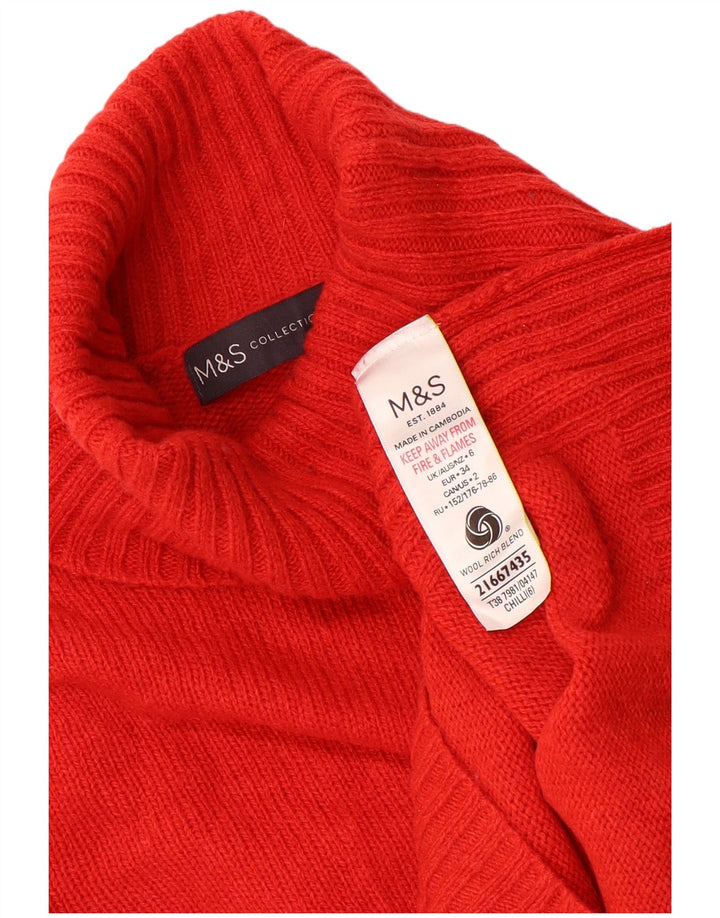 Pulover pentru femei Marks & Spencer cu gât rulat, UK 6 XS Lână roșie