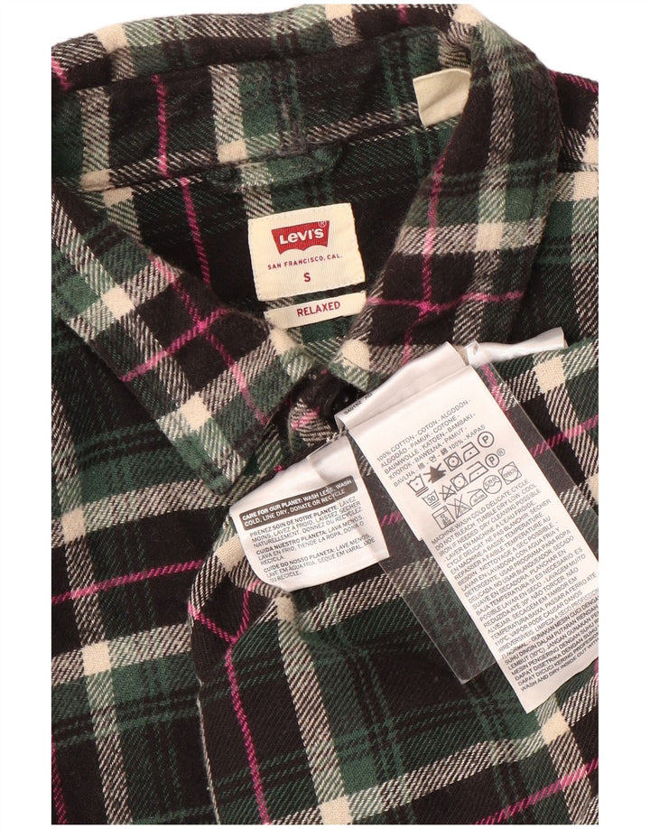Cămașă de flanel relaxată pentru bărbați Levi's, bumbac cu carouri mici, verde